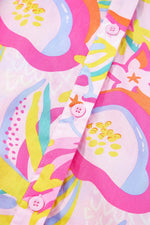 Abstracte Bloemenprint Ruffle Jurk met Knoopjes - Mini Dresses - Jurkjes.co