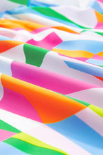 Abstracte Print Jurk met Ruches en V-Hals - Mini Dresses - Jurkjes.co