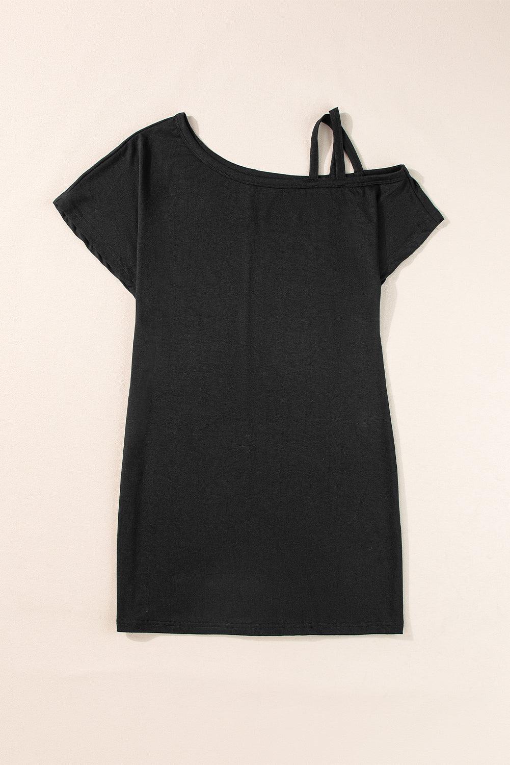 Asymmetrische Schouder Mini Jurk - Mini Dresses - Jurkjes.co