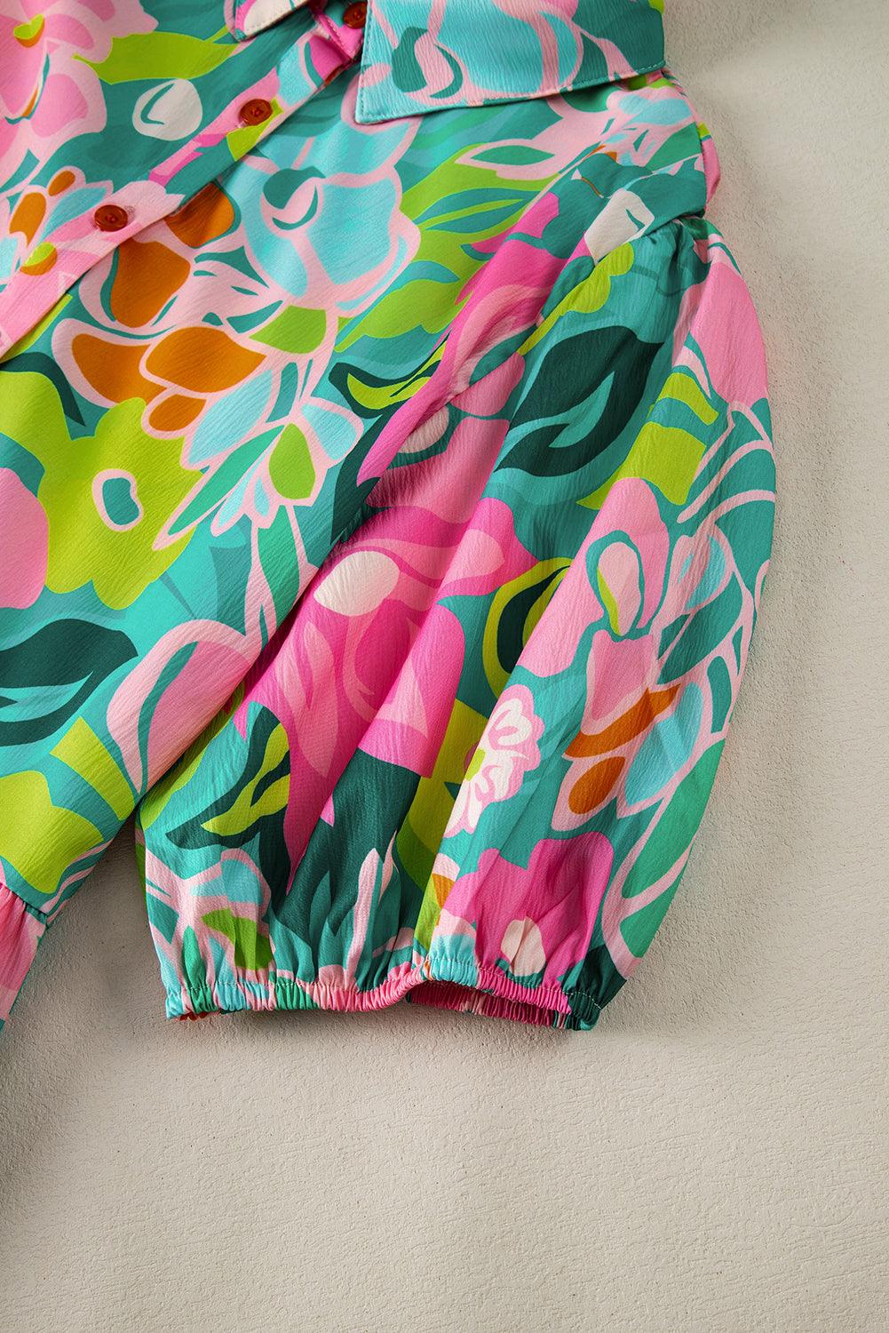 Babydoll Jurk met Kraag en Pofmouwen - Floral Dresses - Jurkjes.co