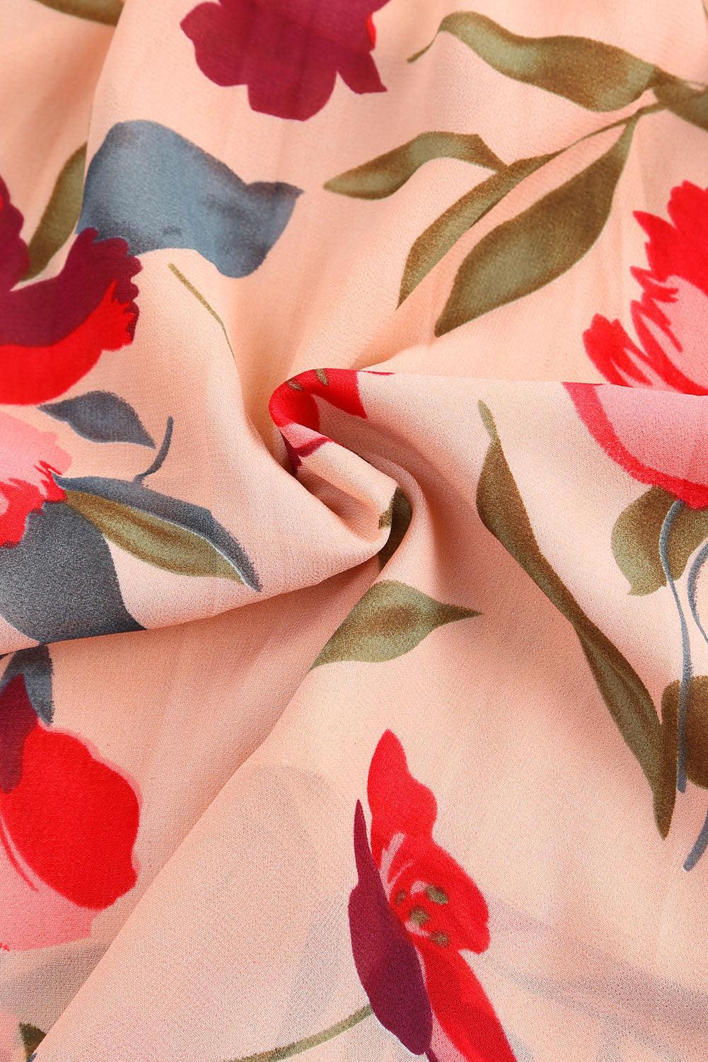 Bloemenjurk met Frivole Kraag en Lange Mouw - Floral Dresses - Jurkjes.co