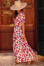 Bloemrijke Maxi-Jurk met Knoopsluiting - Floral Dresses - Jurkjes.co