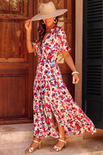 Bloemrijke Maxi-Jurk met Knoopsluiting - Floral Dresses - Jurkjes.co