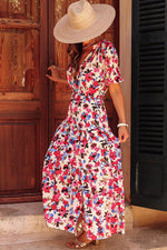 Bloemrijke Maxi-Jurk met Knoopsluiting - Floral Dresses - Jurkjes.co