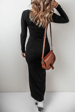 Bodycon Maxi Jurk met Lange Mouw en Vierkante Hals - Bodycon Dresses - Jurkjes.co