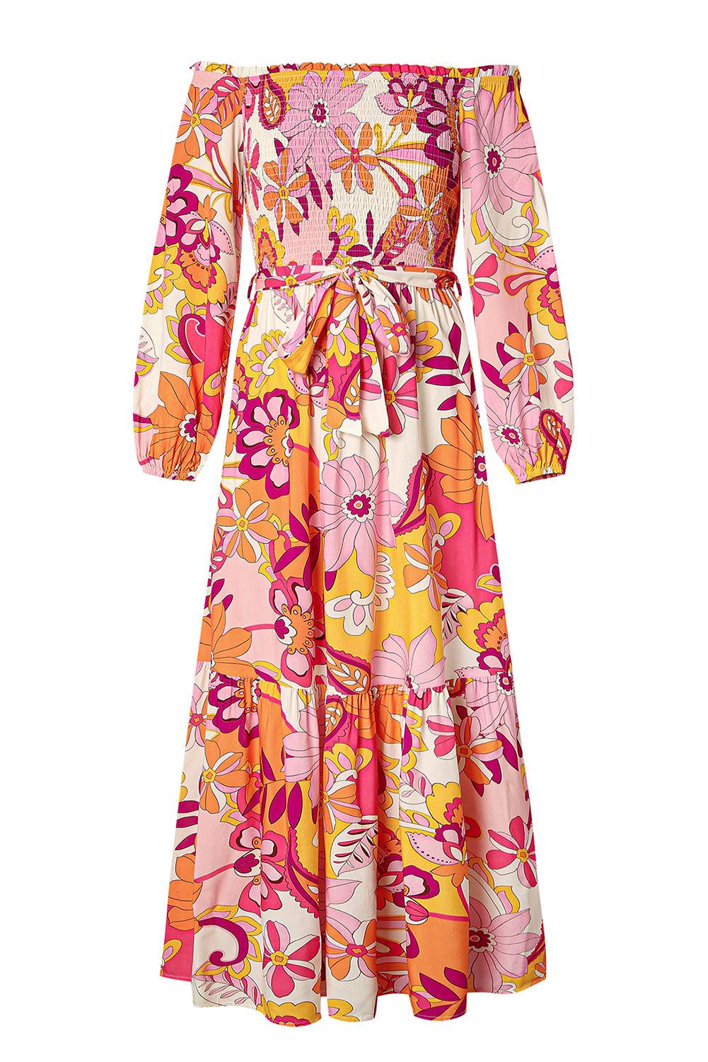 Boho Bloemen Maxi Jurk met Pofmouwen - Floral Dresses - Jurkjes.co