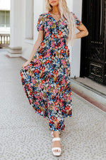 Boho Bloemenpatroon Maxi Jurk met Korte Mouwen - Maxi Dresses - Jurkjes.co