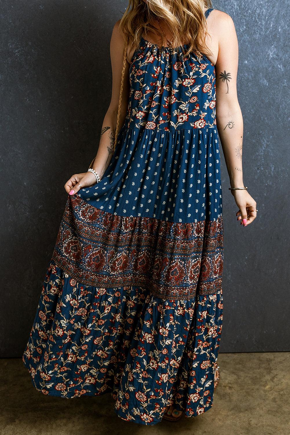 Boho Bloemenprint Mouwloze Maxi Jurk - Maxi Dresses - Jurkjes.co