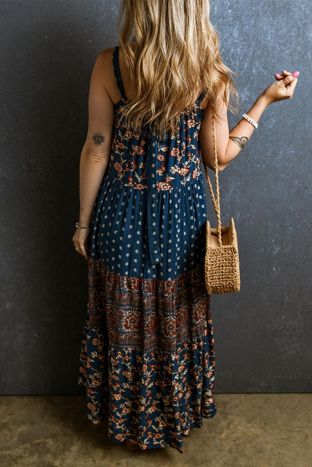 Boho Bloemenprint Mouwloze Maxi Jurk - Maxi Dresses - Jurkjes.co