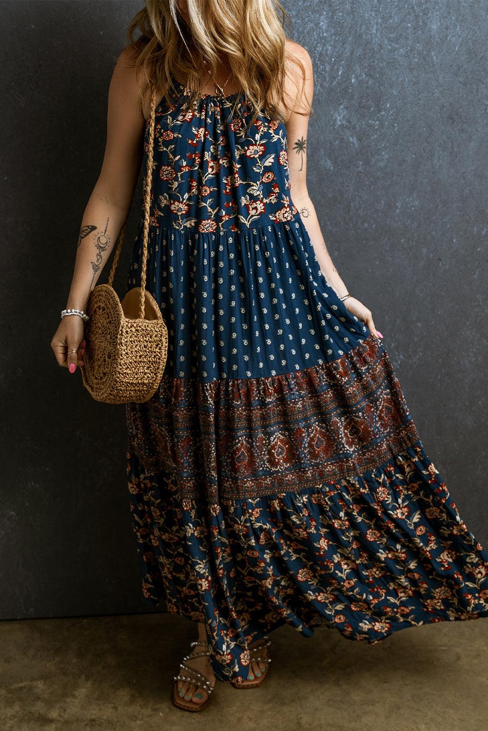 Boho Bloemenprint Mouwloze Maxi Jurk - Maxi Dresses - Jurkjes.co