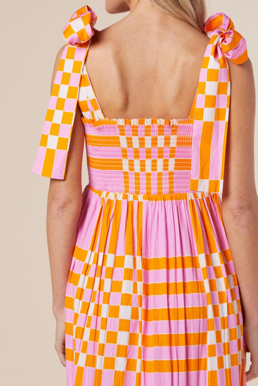 Boho Gingham Maxi Jurk met Strikbandjes - Maxi Dresses - Jurkjes.co