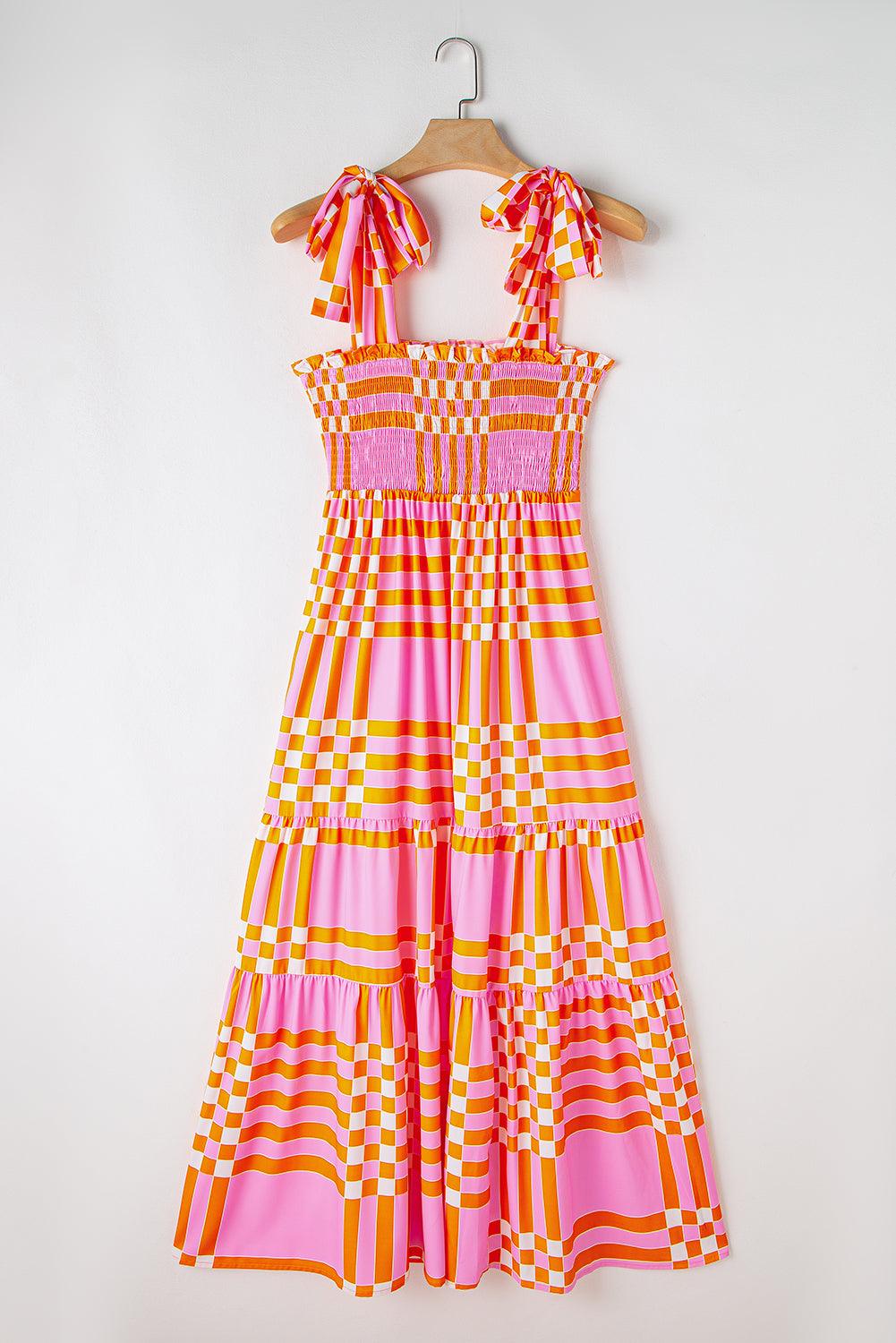 Boho Gingham Maxi Jurk met Strikbandjes - Maxi Dresses - Jurkjes.co
