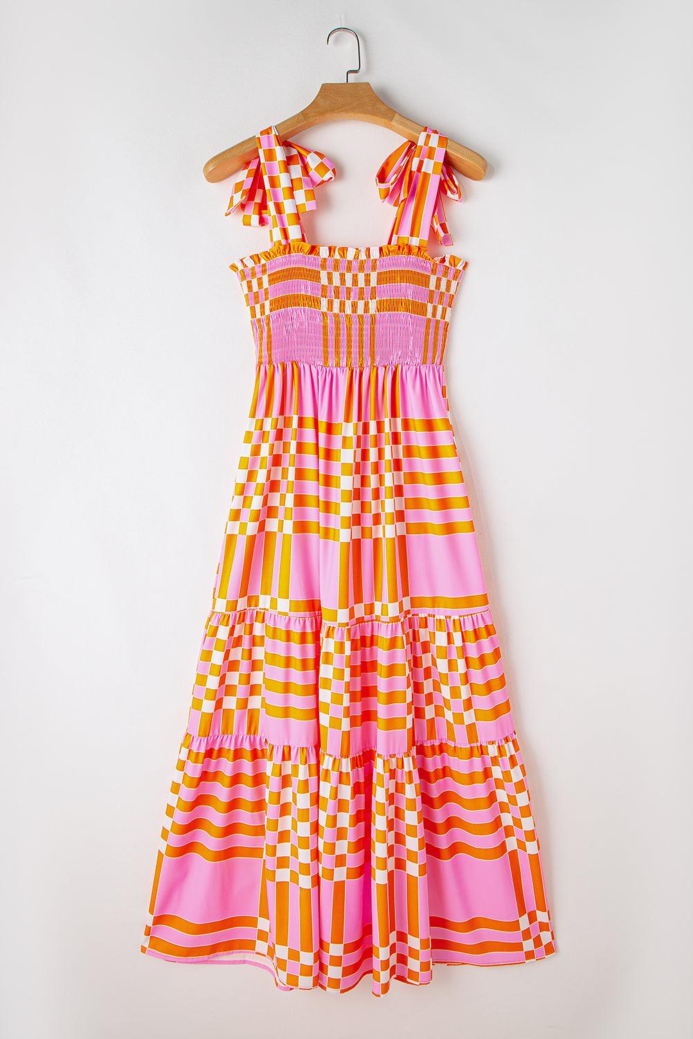 Boho Gingham Maxi Jurk met Strikbandjes - Maxi Dresses - Jurkjes.co