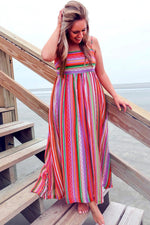 Boho Maxi Jurk met Dunne Bandjes en Smocked Rug - Maxi Dresses - Jurkjes.co