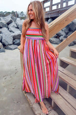 Boho Maxi Jurk met Dunne Bandjes en Smocked Rug - Maxi Dresses - Jurkjes.co