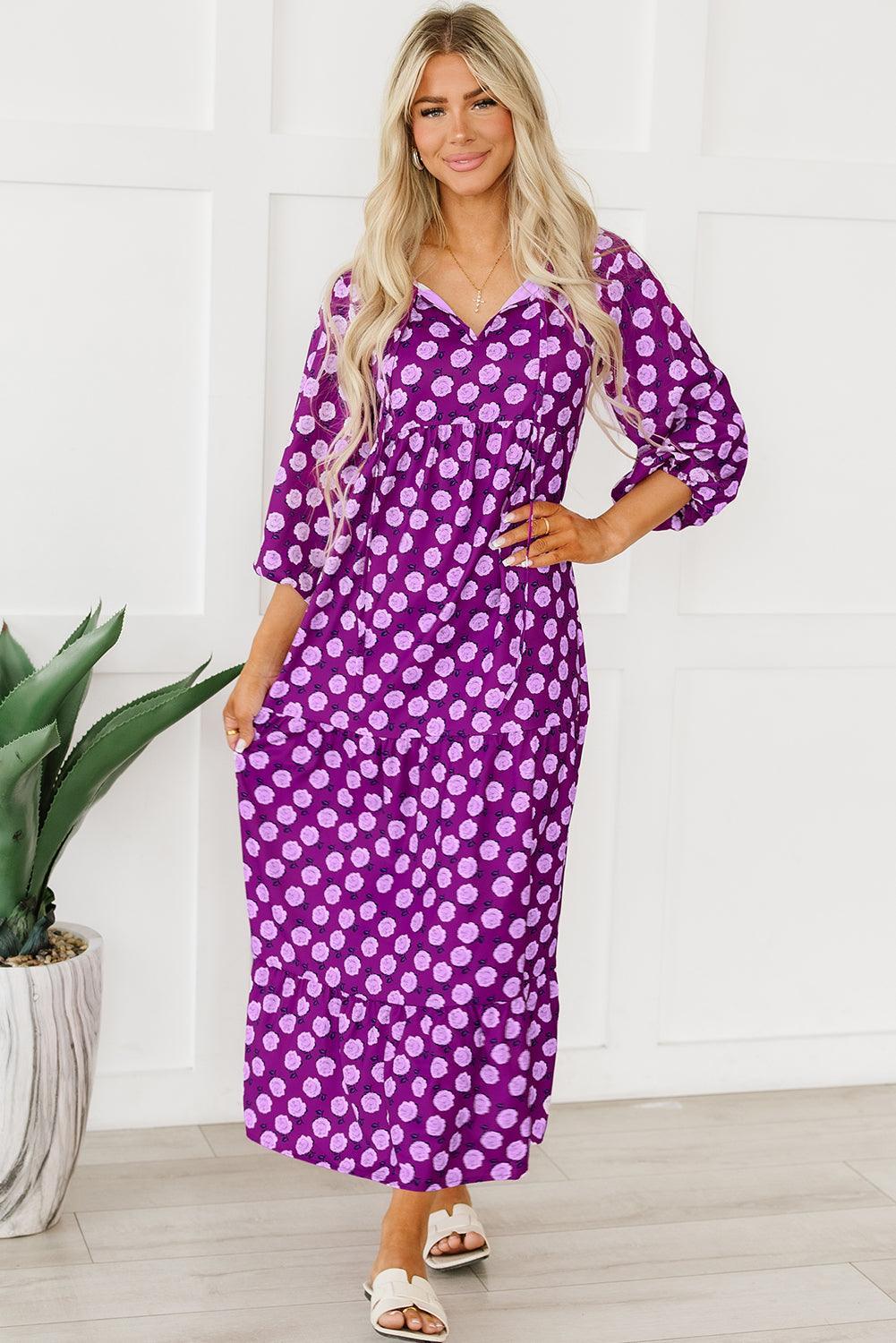 Boho Maxi-Jurk met Pofmouwen - Maxi Dresses - Jurkjes.co