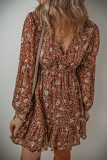 Boho Mini Jurk met Ruches en Puff Mouwen - Floral Dresses - Jurkjes.co
