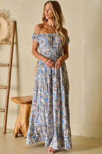 Boho Paisley Off-Shoulder Maxijurk - Floral Dresses - Jurkjes.co