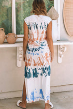 Capmouw Jurk met Lange Split en Tie-dye - Maxi Dresses - Jurkjes.co
