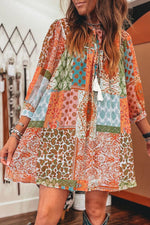 Chiffon Jurk met Paisley Patchwork - Mini Dresses - Jurkjes.co