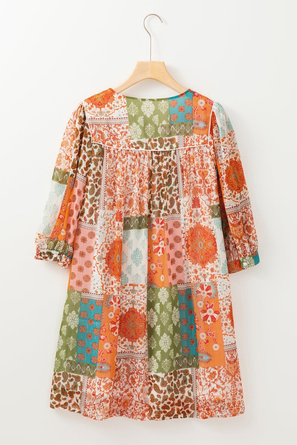 Chiffon Jurk met Paisley Patchwork - Mini Dresses - Jurkjes.co