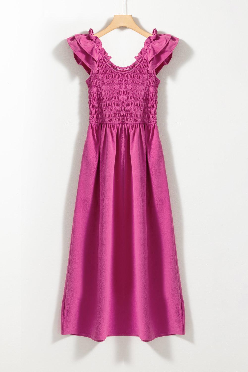 Chique Gerimpelde Maxi-Jurk met Strikken - Maxi Dresses - Jurkjes.co