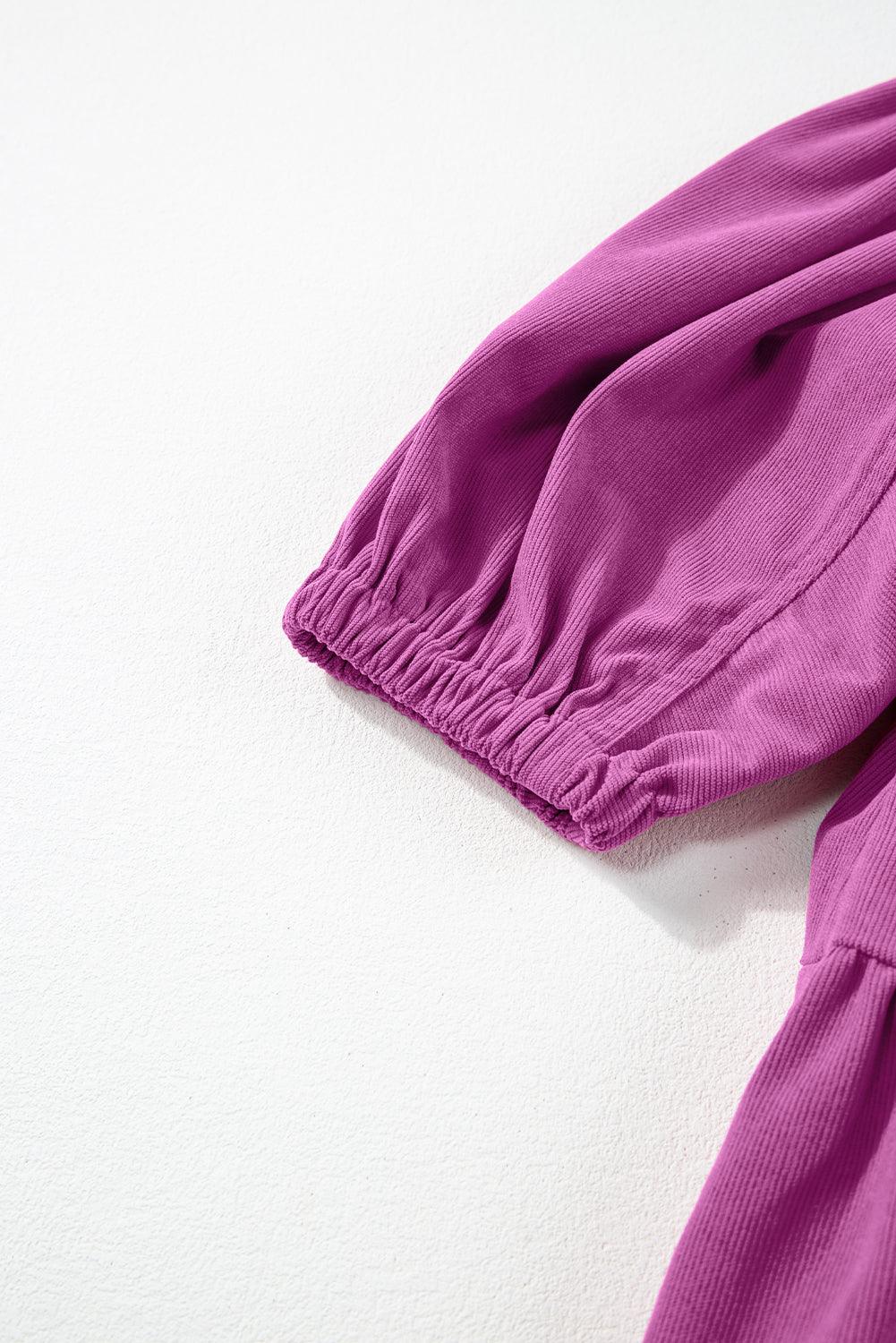 Corduroy Babydoll Jurk met Pofmouwen - Mini Dresses - Jurkjes.co