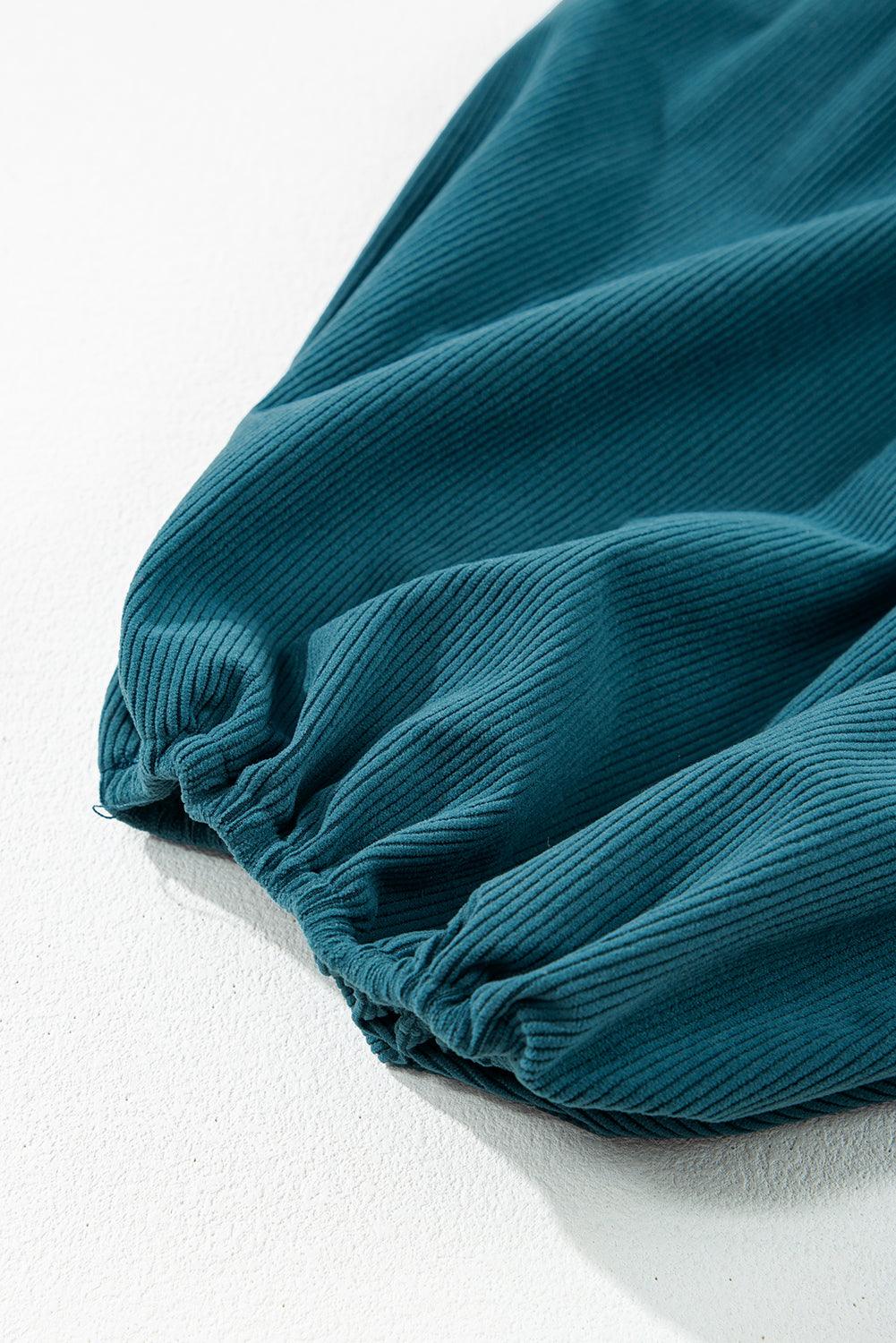 Corduroy Empire Taille Jurk met Drukknoopjes - Mini Dresses - Jurkjes.co