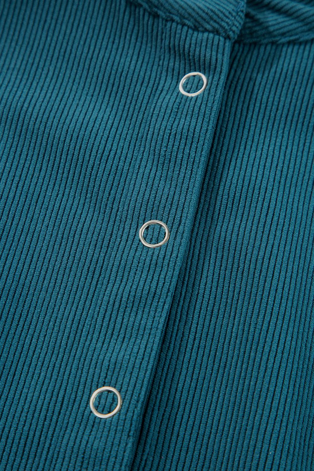 Corduroy Empire Taille Jurk met Drukknoopjes - Mini Dresses - Jurkjes.co