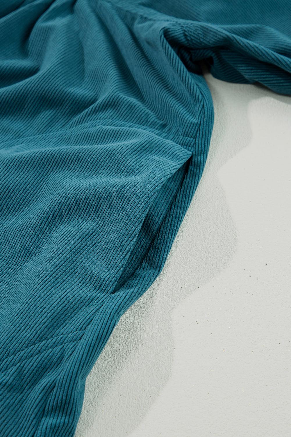 Corduroy Empire Taille Jurk met Drukknoopjes - Mini Dresses - Jurkjes.co