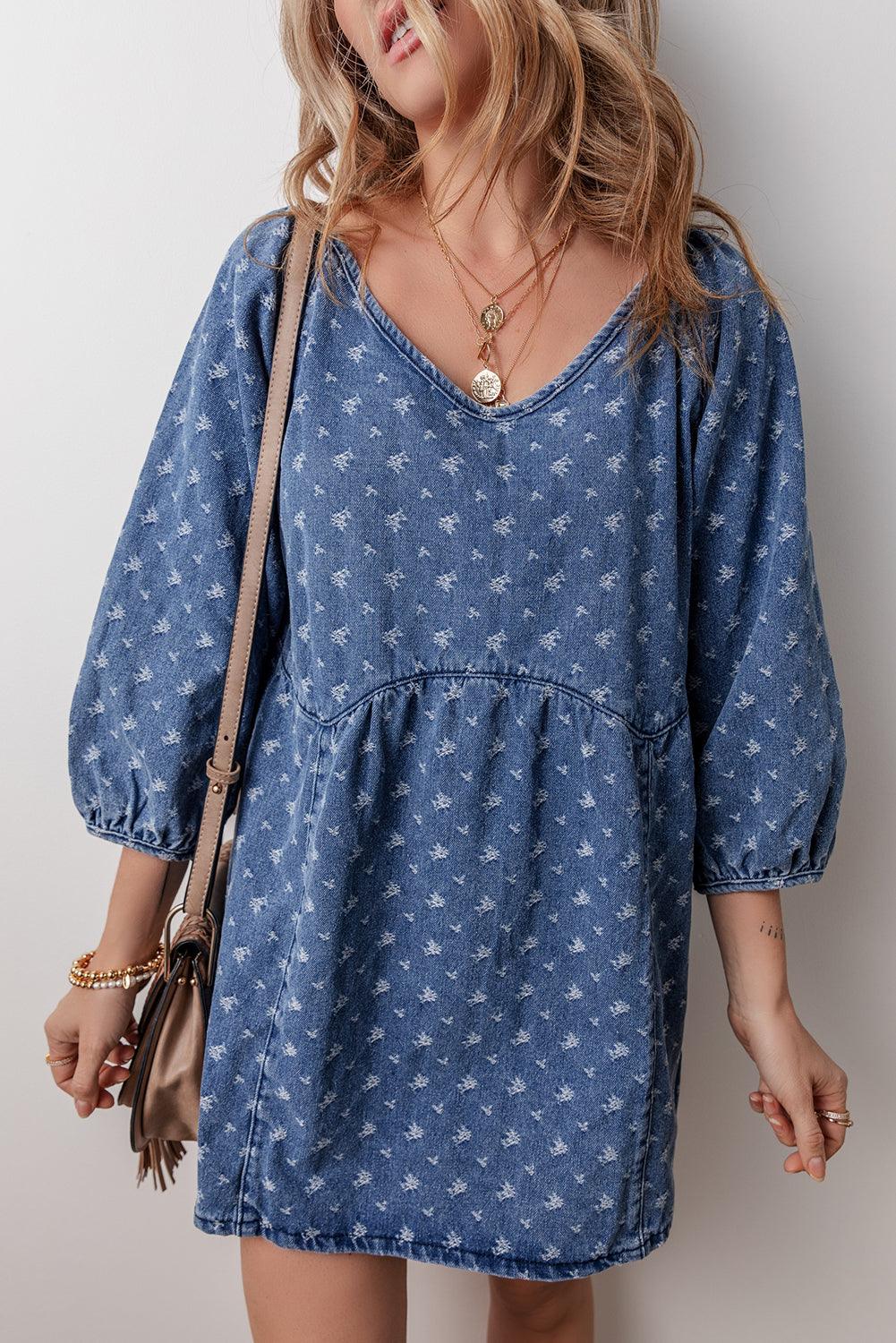 Denim Jurk met Open Rug en Losse Pasvorm - Mini Dresses - Jurkjes.co