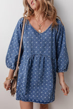 Denim Jurk met Open Rug en Losse Pasvorm - Mini Dresses - Jurkjes.co