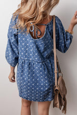 Denim Jurk met Open Rug en Losse Pasvorm - Mini Dresses - Jurkjes.co