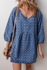 Denim Jurk met Open Rug en Losse Pasvorm - Mini Dresses - Jurkjes.co