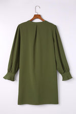Diepe V-Hals Mini Jurk met Ruche Mouw - Mini Dresses - Jurkjes.co