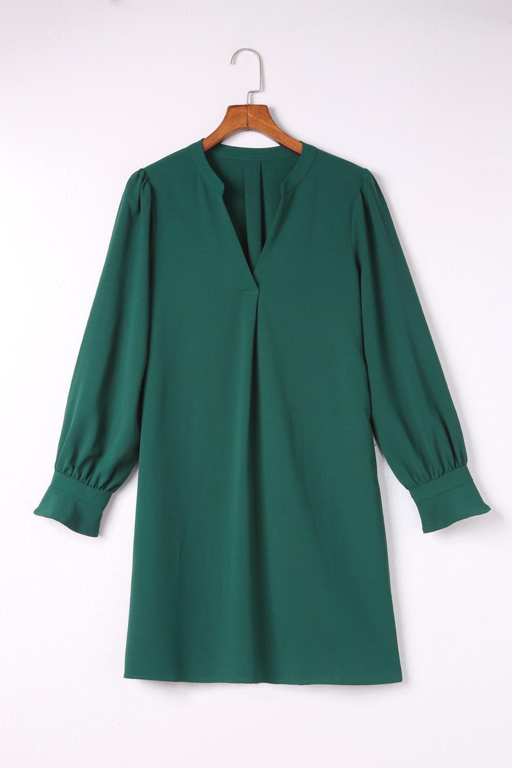 Diepe V-Hals Mini Jurk met Ruche Mouw - Mini Dresses - Jurkjes.co