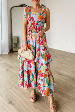 Elegante Bloemenprint Maxi Jurk met Ruches - Maxi Dresses - Jurkjes.co