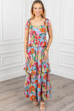 Elegante Bloemenprint Maxi Jurk met Ruches - Maxi Dresses - Jurkjes.co
