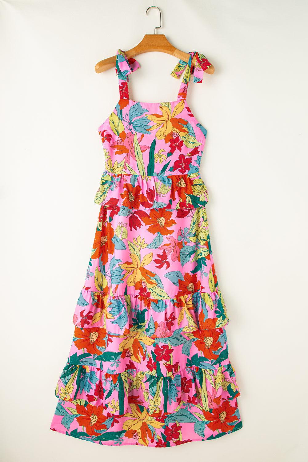 Elegante Bloemenprint Maxi Jurk met Ruches - Maxi Dresses - Jurkjes.co