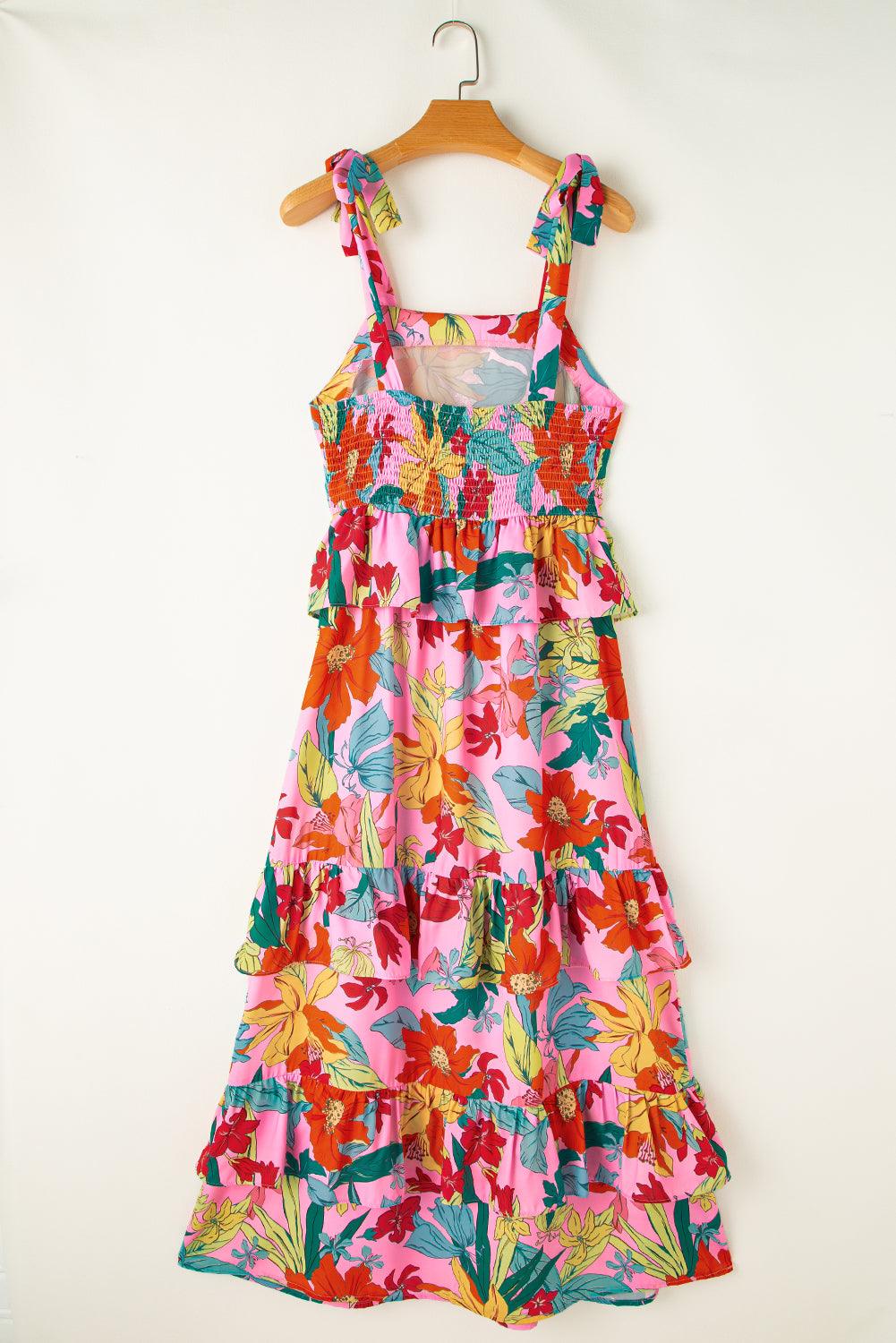 Elegante Bloemenprint Maxi Jurk met Ruches - Maxi Dresses - Jurkjes.co