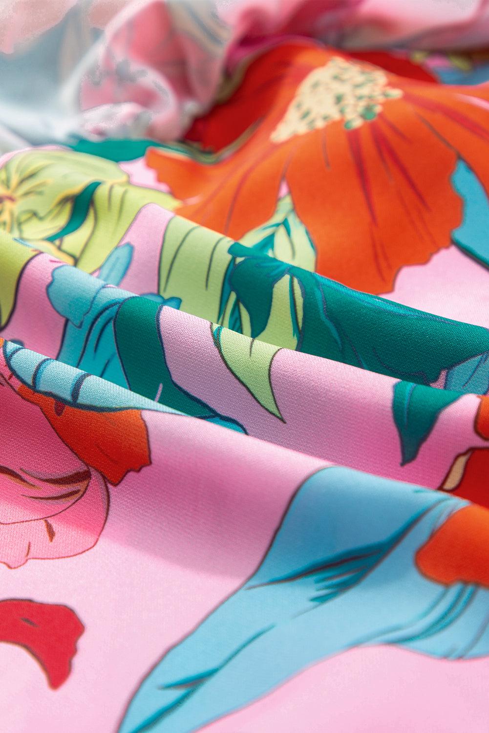 Elegante Bloemenprint Maxi Jurk met Ruches - Maxi Dresses - Jurkjes.co