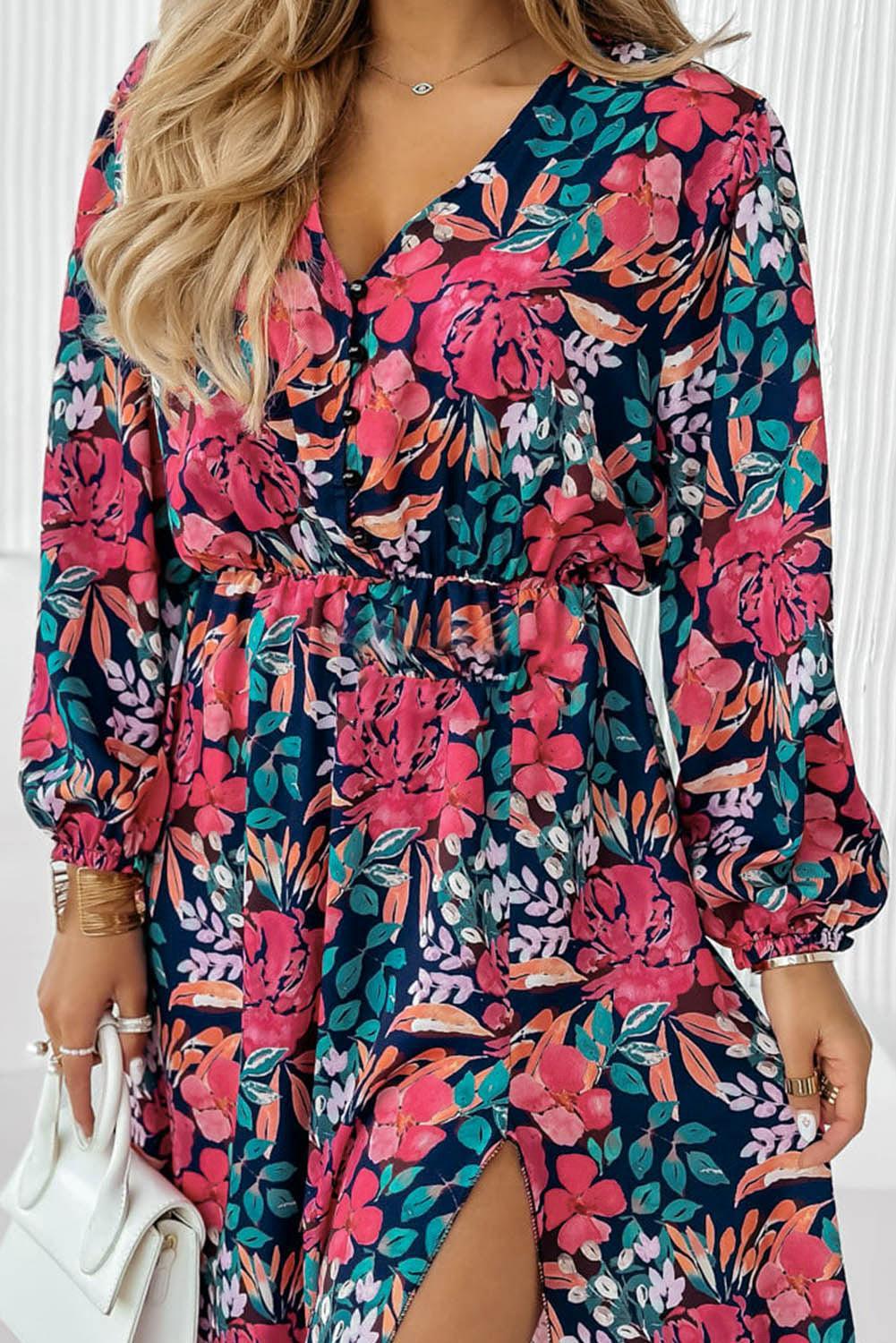 Elegante Jurk met Hoge Taille - Floral Dresses - Jurkjes.co
