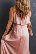 Elegante Lange Jurk met Spaghettibandjes en Split - Maxi Dresses - Jurkjes.co