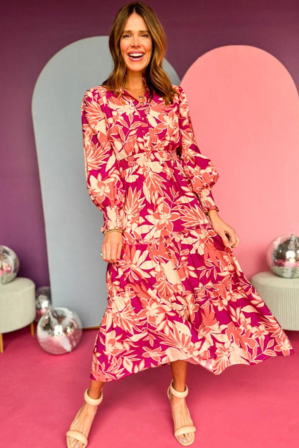 Elegante Maxi Jurk met Bloemenprint en Knoopjes - Floral Dresses - Jurkjes.co