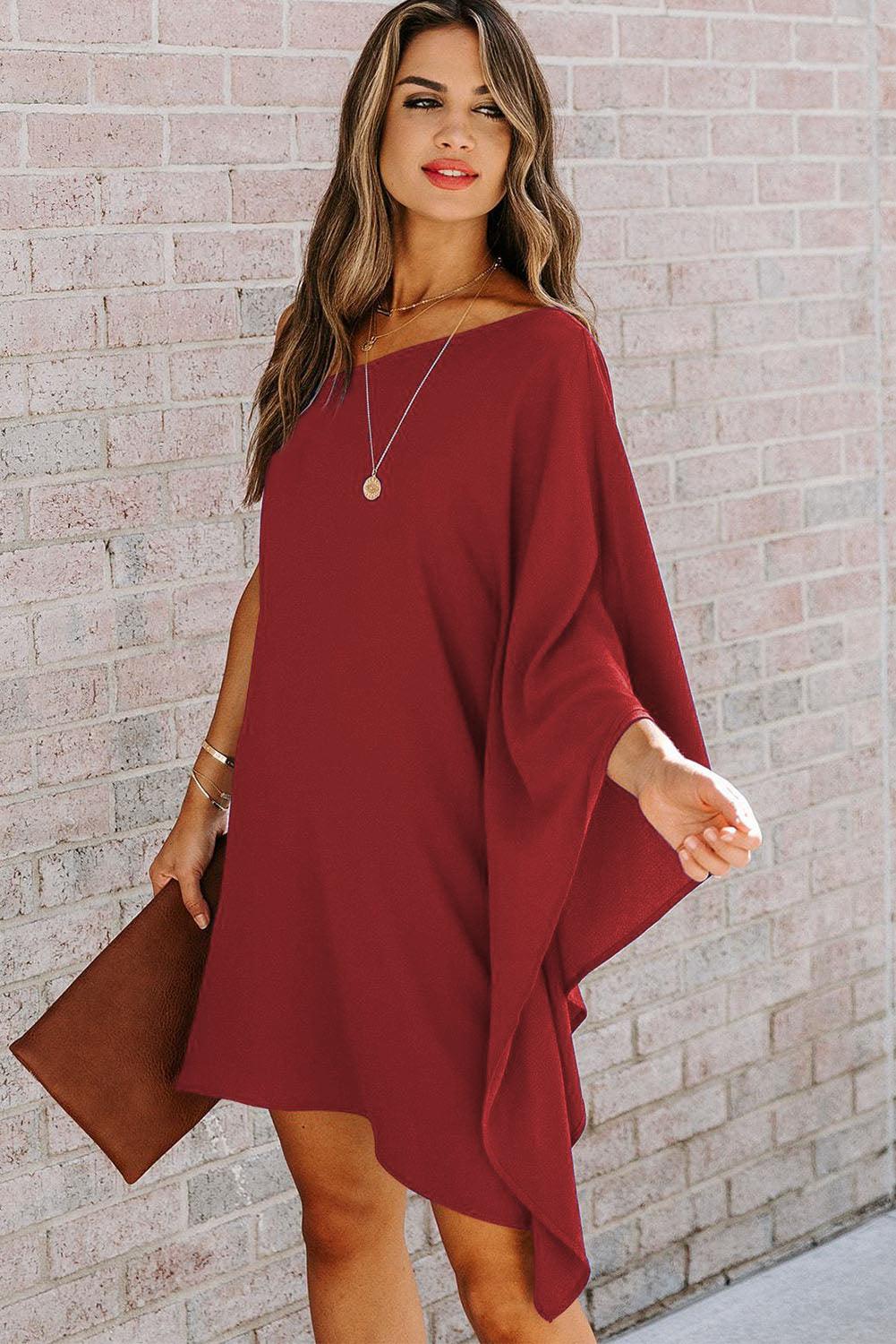 Elegante One Shoulder Batwing Mini Jurk - Mini Dresses - Jurkjes.co