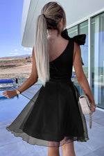 Elegante One-shoulder Tulle Skater Jurk - Mini Dresses - Jurkjes.co
