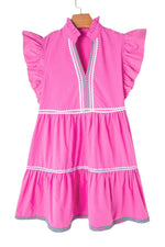 Elegante Ric Rac Jurk met V-Hals en Vlindermouwen - Mini Dresses - Jurkjes.co