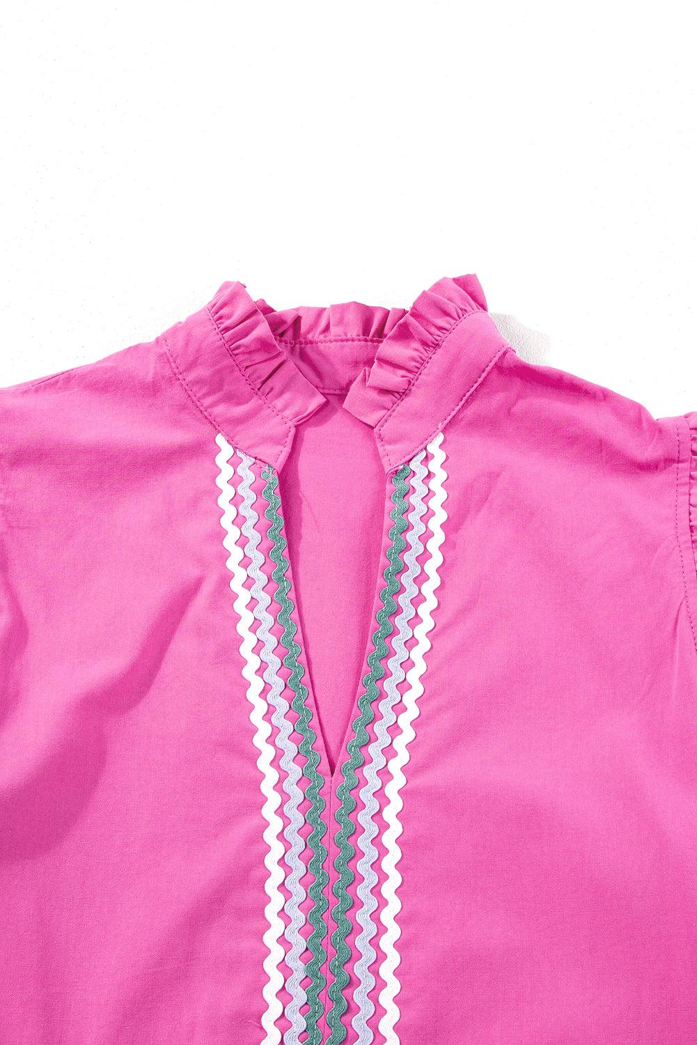 Elegante Ric Rac Jurk met V-Hals en Vlindermouwen - Mini Dresses - Jurkjes.co