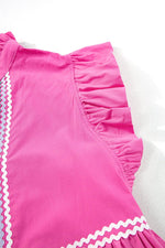 Elegante Ric Rac Jurk met V-Hals en Vlindermouwen - Mini Dresses - Jurkjes.co