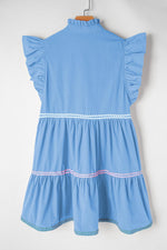 Elegante Ric Rac Jurk met V-Hals en Vlindermouwen - Mini Dresses - Jurkjes.co